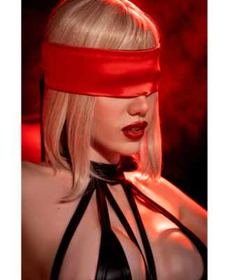 Accessoire coquin en satin réversible noir & rouge 
